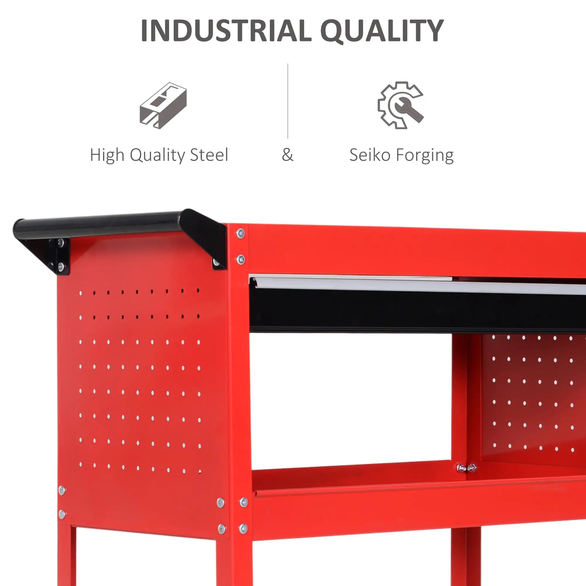 Tool Cart on Wheels, Ball Bearing Drawer, Storage Trays, Red Tool Organizers at Gallery Canada