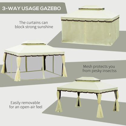 10'x13' Aluminum Gazebo, Double Tier, Netting, Curtains, White Gazebos at Gallery Canada
