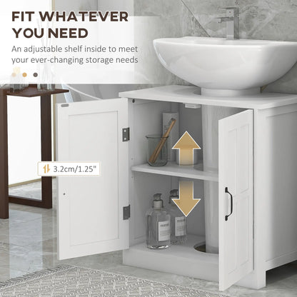 Pedestal Under Sink Cabinet, Bathroom Vanity Storage, Double Doors, Adjustable Shelf, White Bathroom Cabinets at Gallery Canada