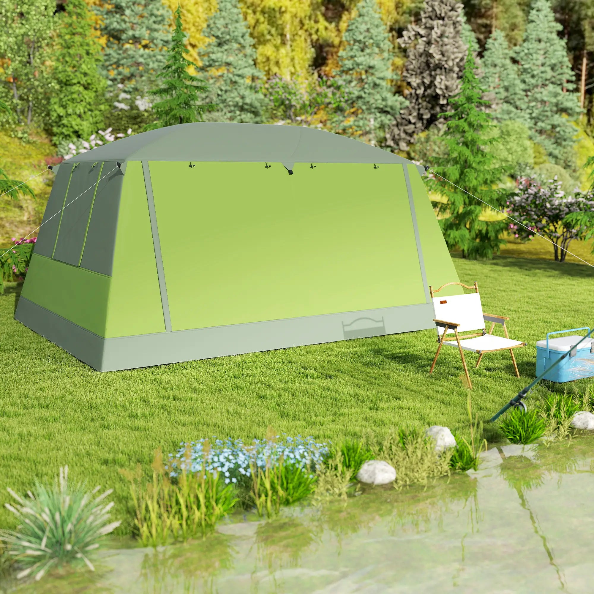 Tunnel Tent Camping Shelter, Two Rooms, Lamp Hook, Portable, Green Camping Tents at Gallery Canada