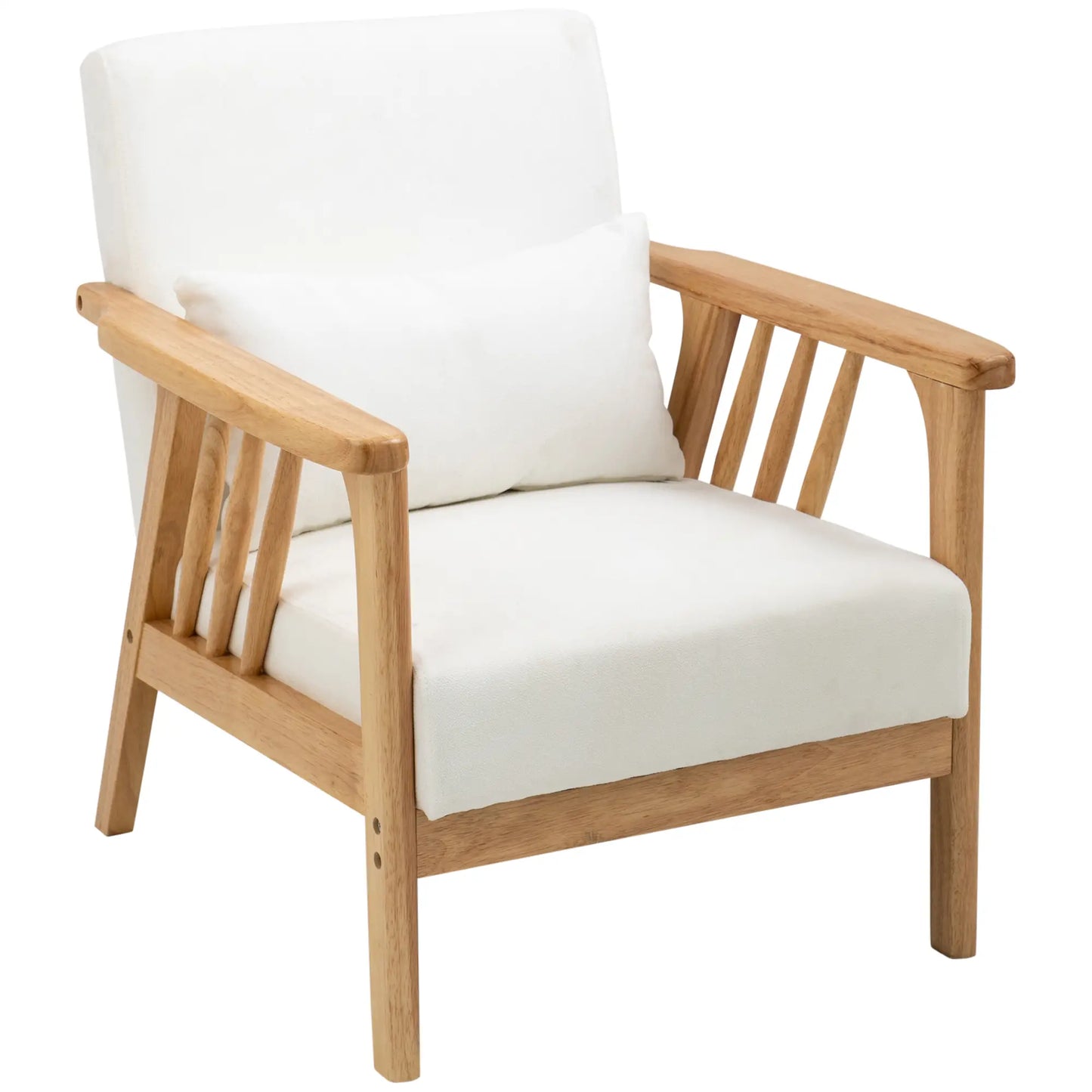 Upholstered Lounge Chair, Rubber Wood Frame, White Accent Chairs at Gallery Canada