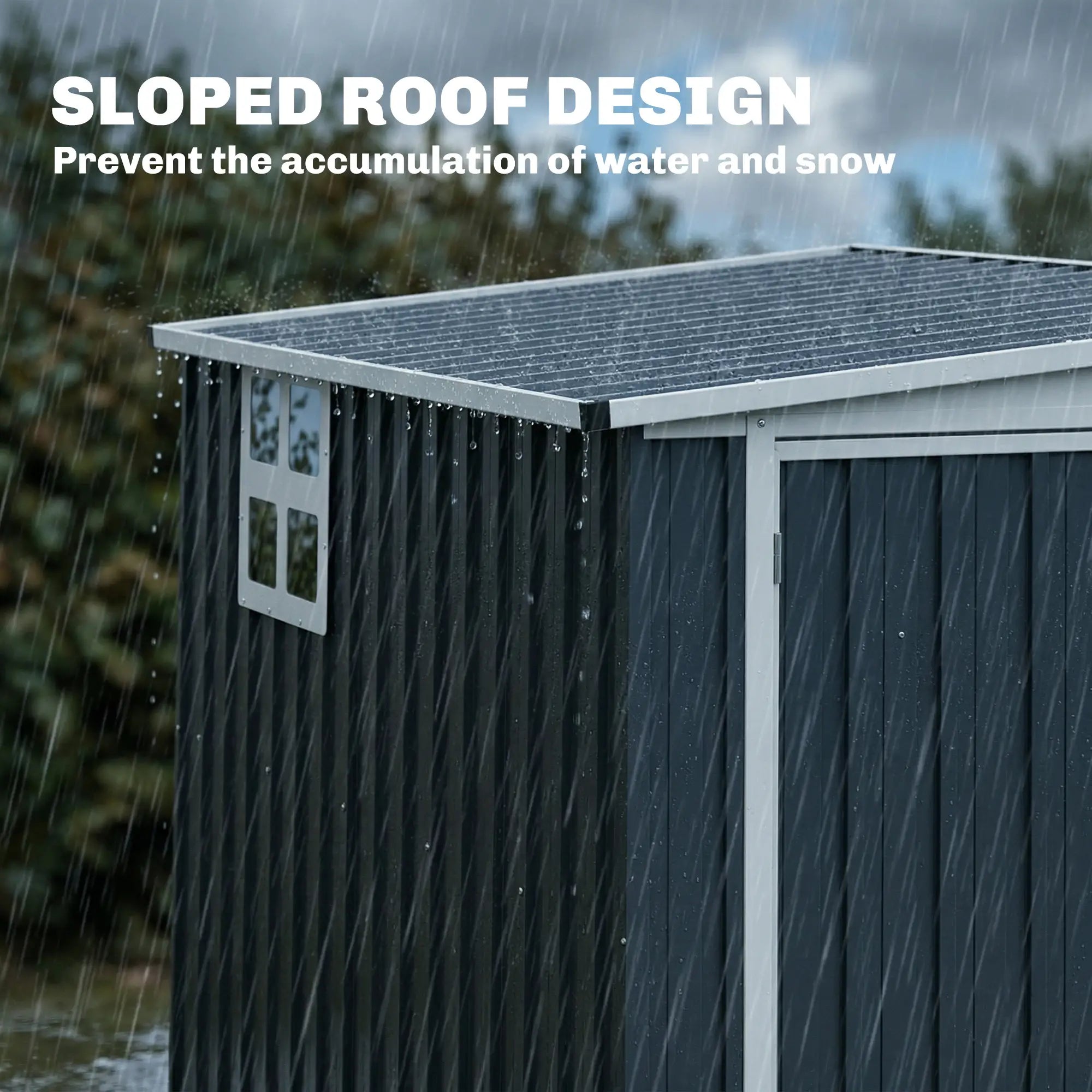 4' x 8' Metal Garden Shed, Outdoor Storage with Window, 2 Vents, Lockable Door Sheds at Gallery Canada