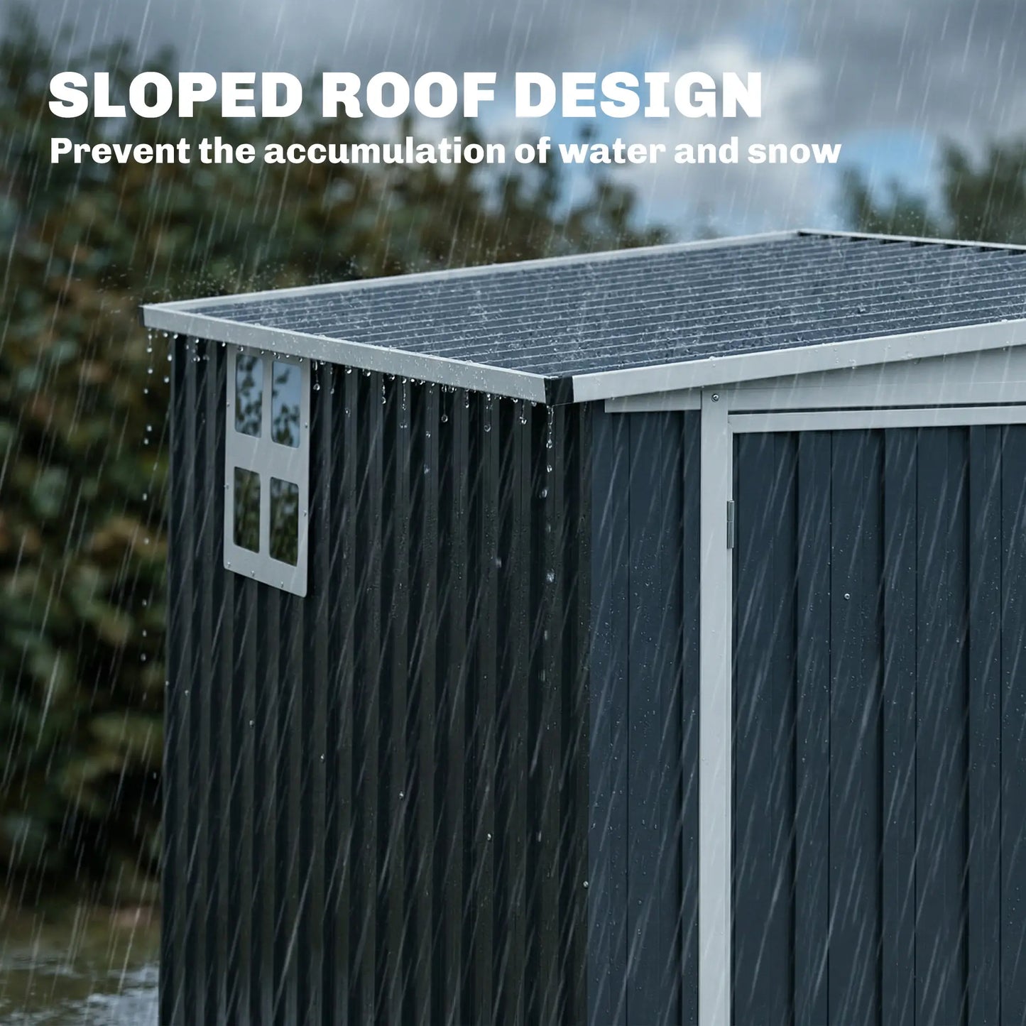 4' x 8' Metal Garden Shed, Outdoor Storage with Window, 2 Vents, Lockable Door Sheds at Gallery Canada