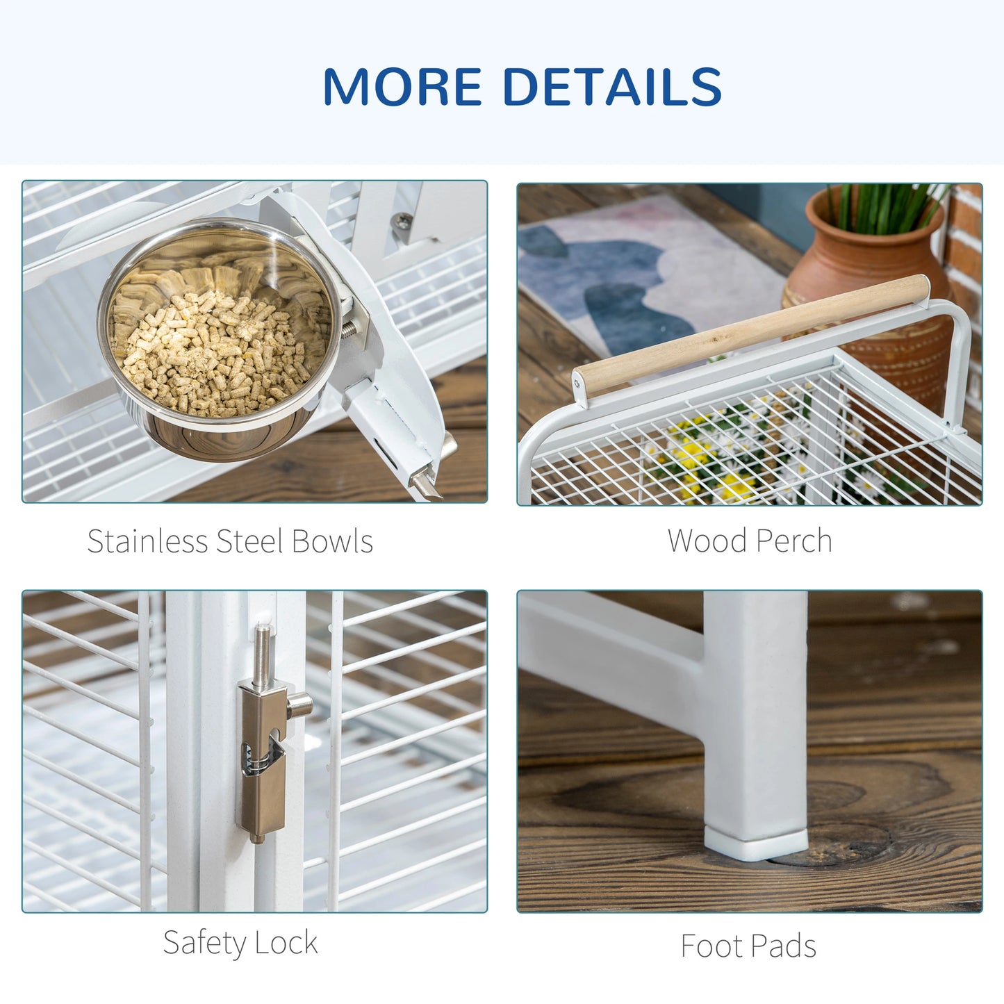 Bird Travel Carrier Cage, With Stand Perch, Stainless Steel Bowls, Pull Out Tray, White Bird Cages at Gallery Canada