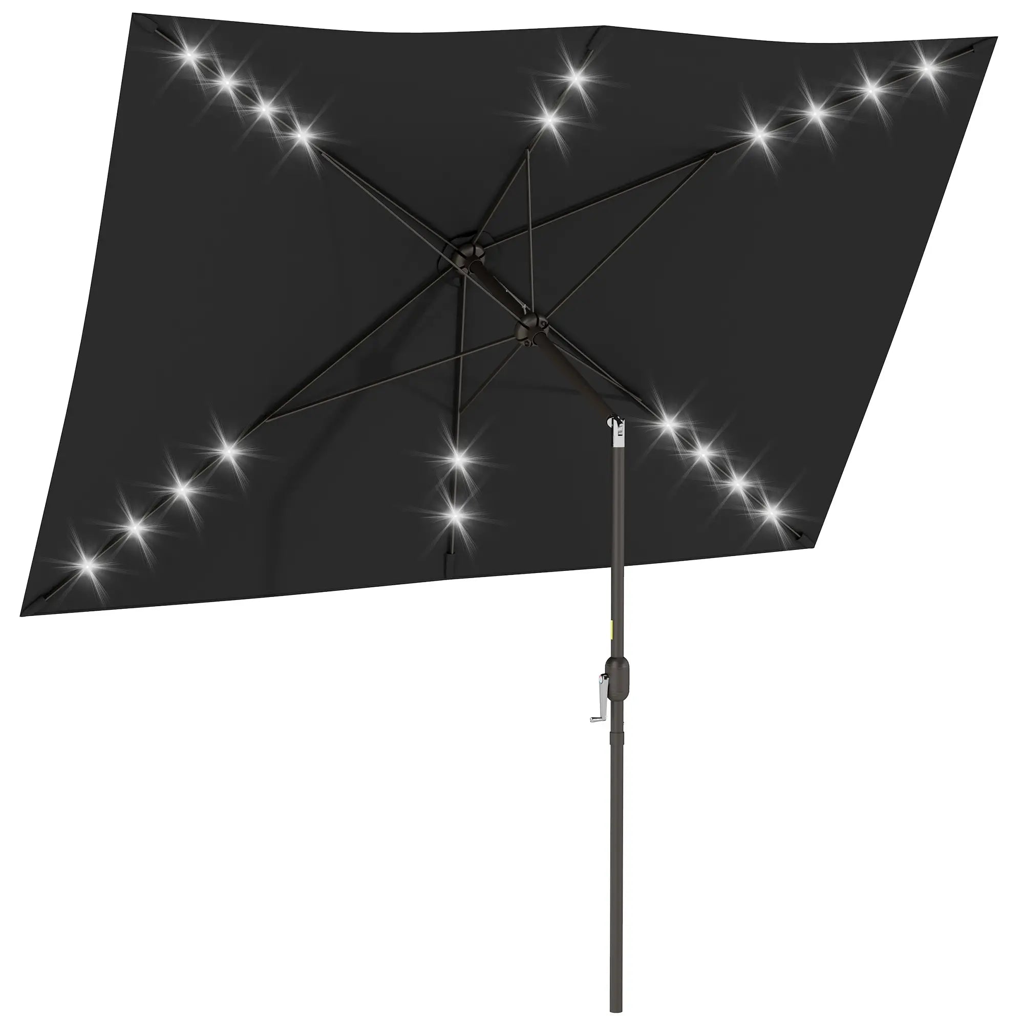 6.5x10ft Rectangle Tilt Patio Umbrella With LEDs, Black Sun Umbrellas at Gallery Canada