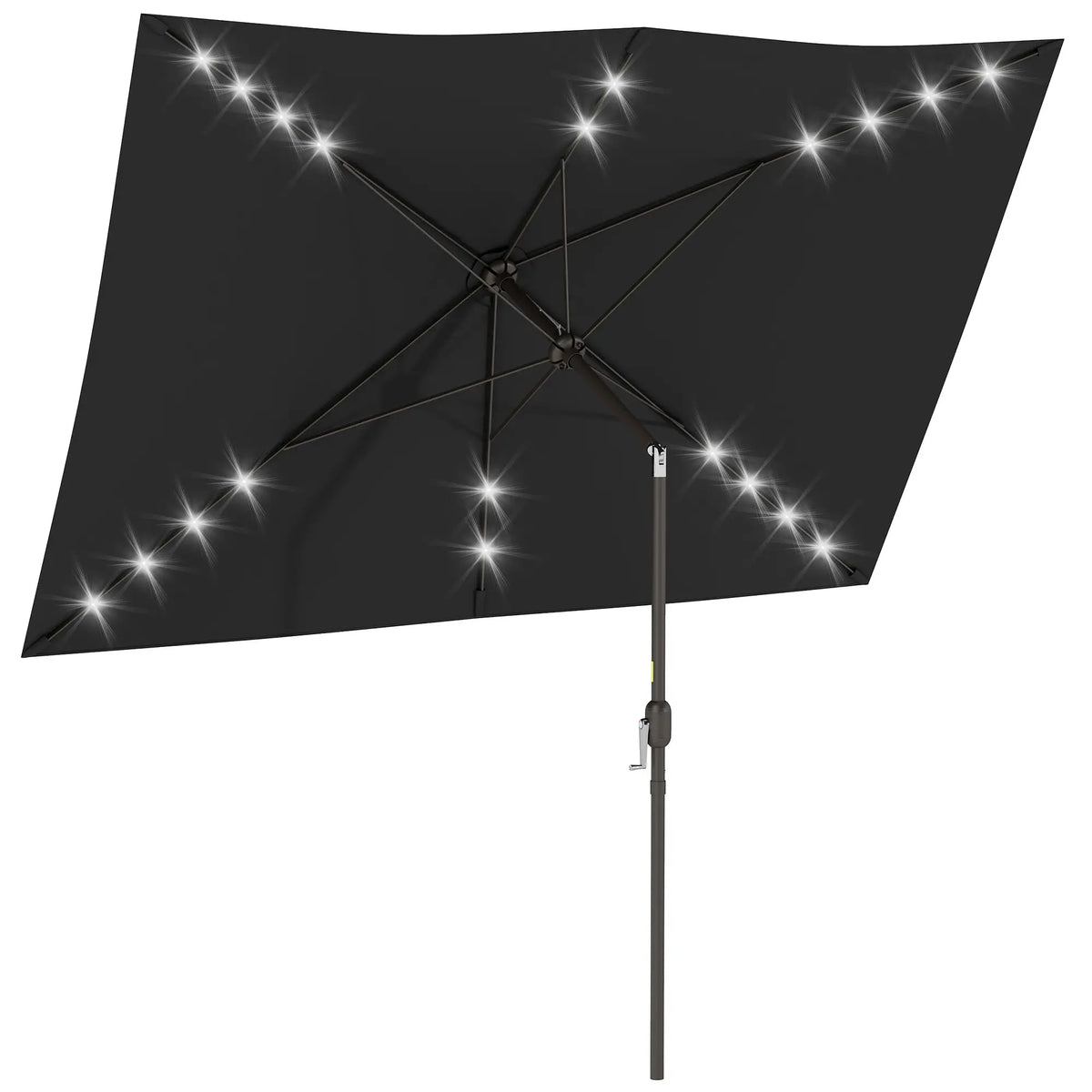 6.5x10ft Rectangle Tilt Patio Umbrella With LEDs, Black Sun Umbrellas at Gallery Canada