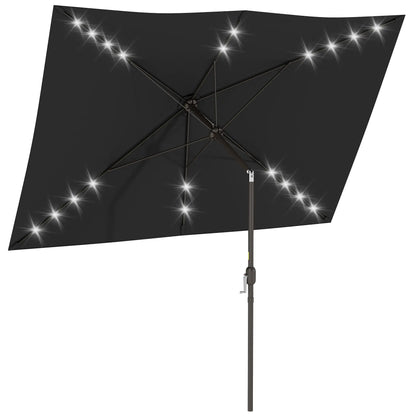 6.5x10ft Rectangle Tilt Patio Umbrella With LEDs, Black Sun Umbrellas at Gallery Canada