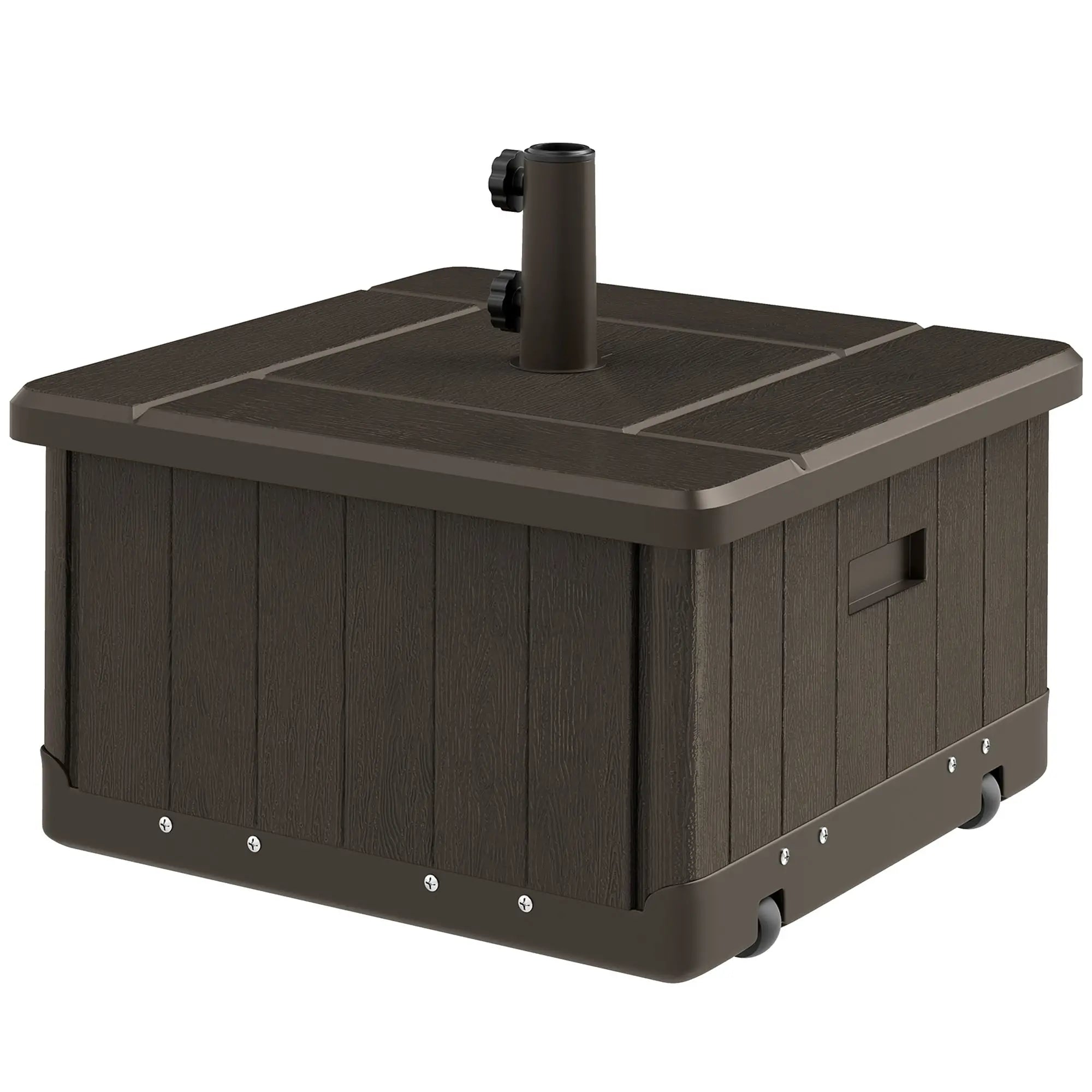 Outdoor Umbrella Base with Wheels, End Table, Flower Box, 176 lbs., Brown Umbrella Bases Brown at Gallery Canada
