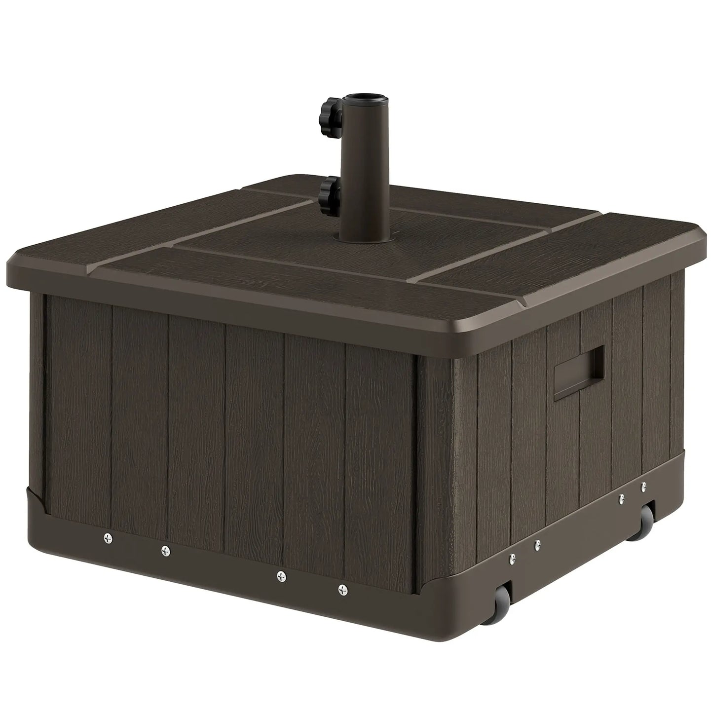 Outdoor Umbrella Base with Wheels, End Table, Flower Box, 176 lbs., Brown Umbrella Bases Brown at Gallery Canada