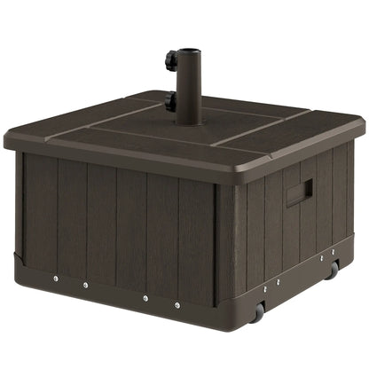 Outdoor Umbrella Base with Wheels, End Table, Flower Box, 176 lbs., Brown Umbrella Bases Brown at Gallery Canada
