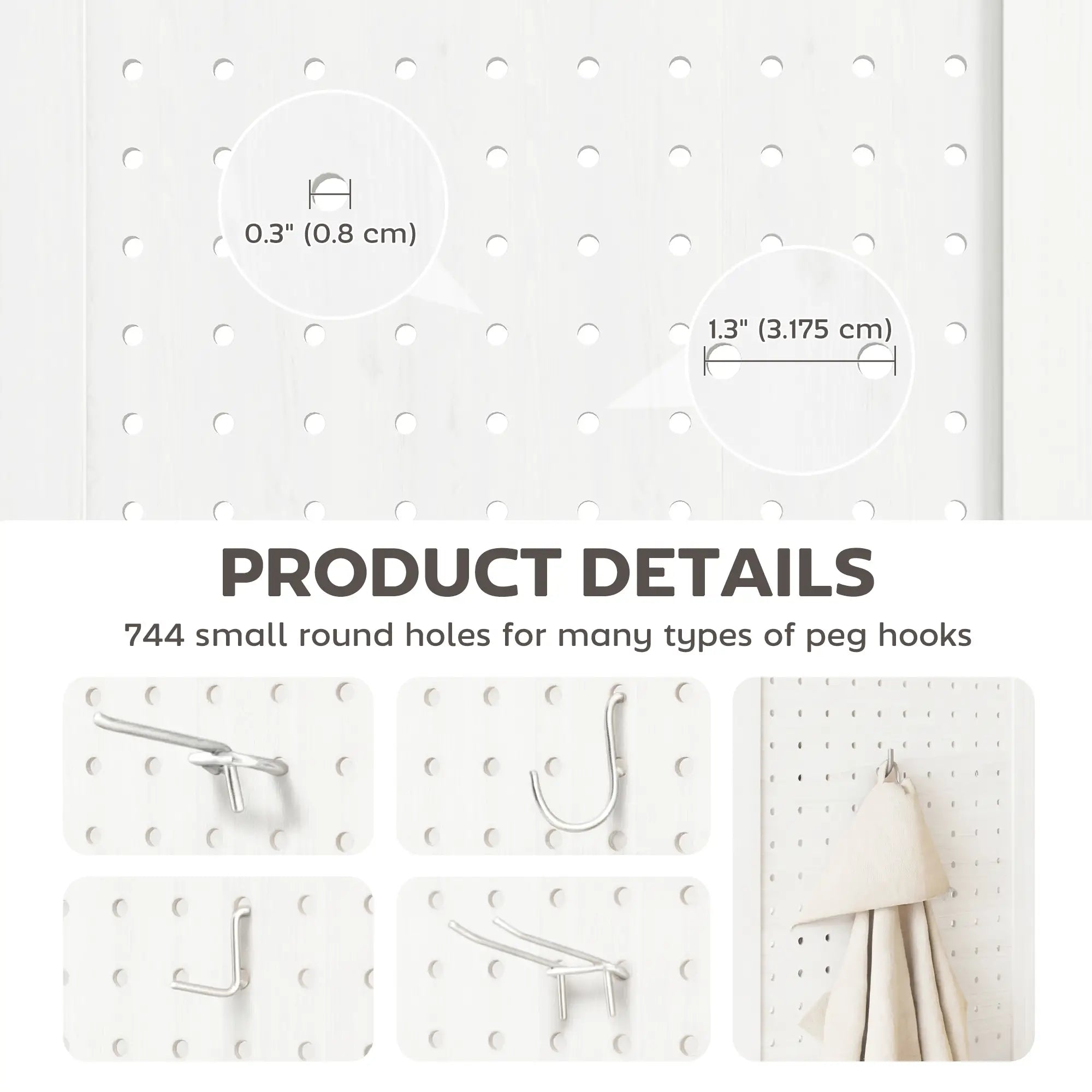 5.6 Ft. 6-Panel Room Divider, Pegboard Privacy Screen, White Room Dividers at Gallery Canada