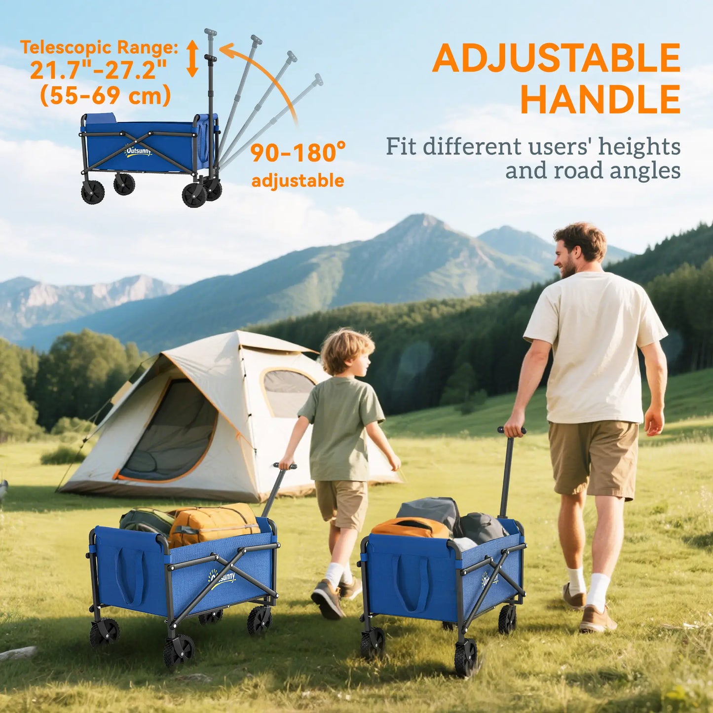 Small Collapsible Garden Cart, Heavy Duty Lawn Wagon, Blue Bike Cargo Trailers at Gallery Canada