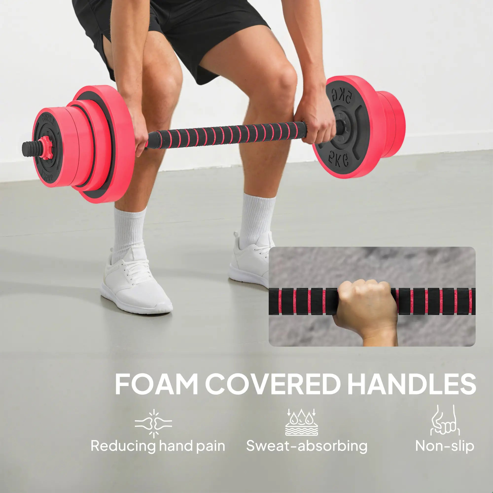 88lbs 4-in-1 Adjustable Dumbbell Set, Barbell, Kettlebell, Push Up Stand, Red Dumbbells & Barbells at Gallery Canada