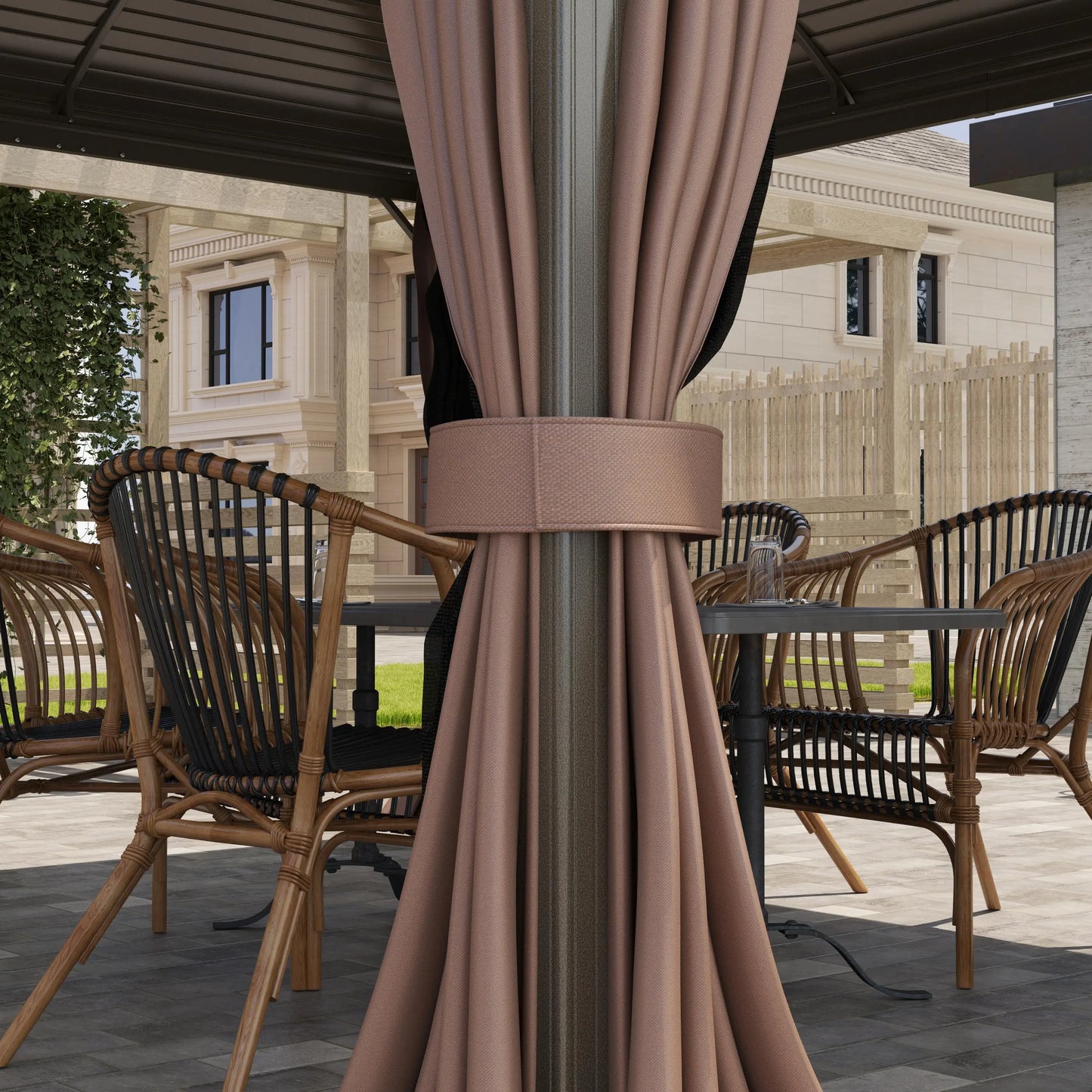 10' x 12' Hardtop Gazebo, Double Roof, Netting, Curtains, Garden, Backyard Gazebos at Gallery Canada