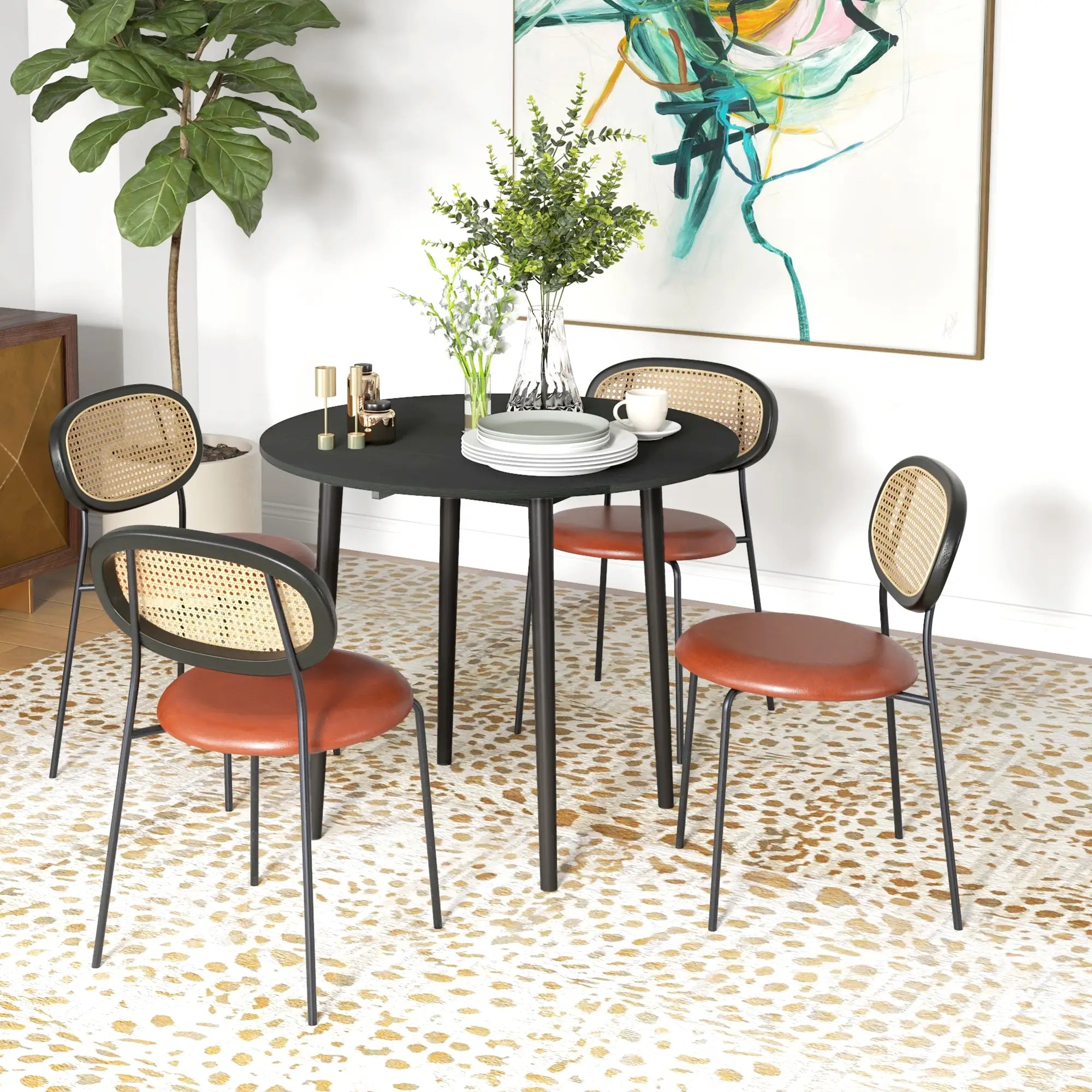 Folding Round Drop Leaf Dining Table, Wood Legs, Distressed Black, Black Bar Tables & Dining Tables at Gallery Canada