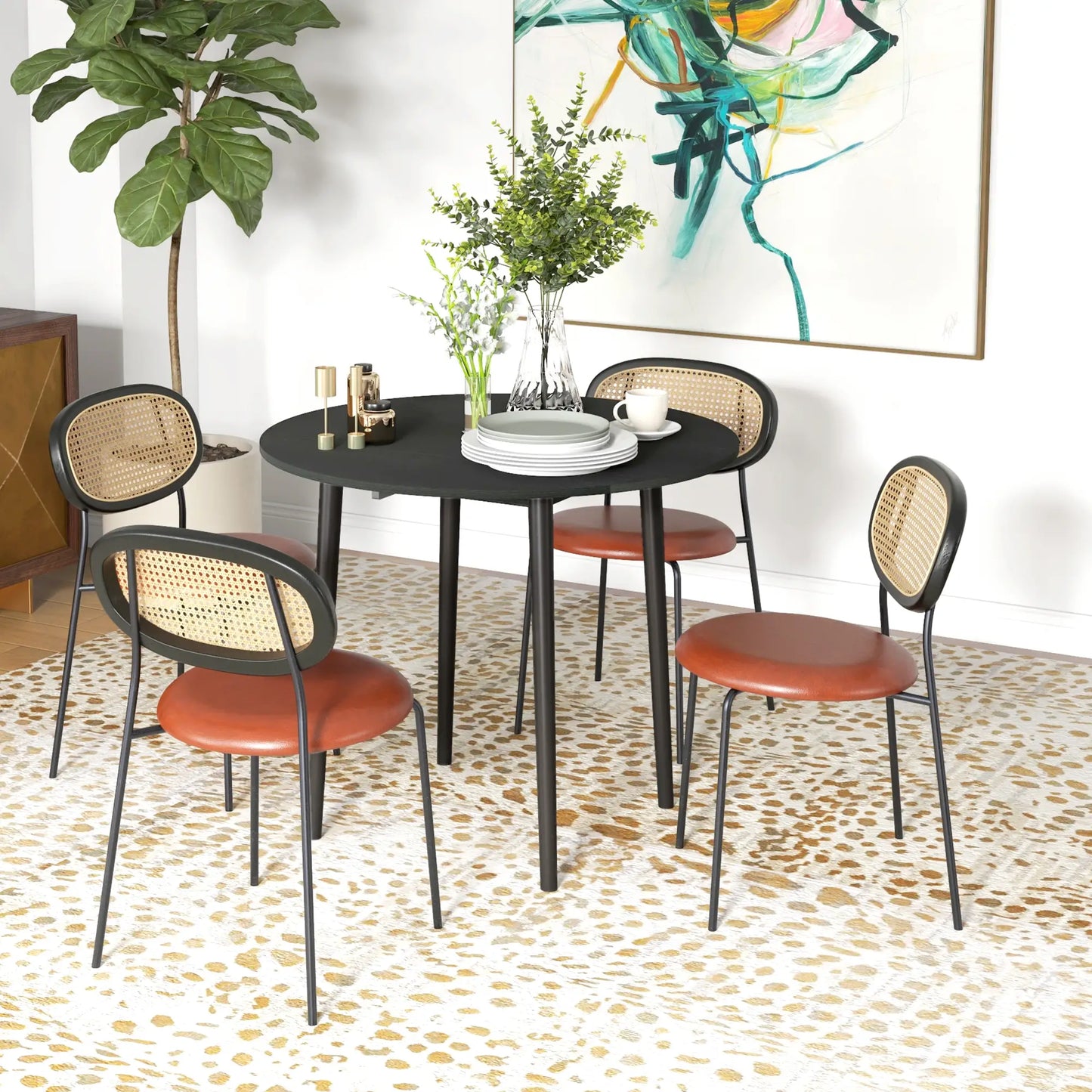 Folding Round Drop Leaf Dining Table, Wood Legs, Distressed Black, Black Bar Tables & Dining Tables at Gallery Canada