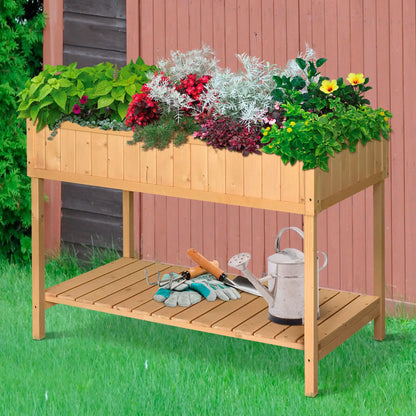 43.25" x 18" x 30" Raised Garden Bed, Wooden Plant Stand, 8 Grid Box, Natural Wood Elevated Garden Beds at Gallery Canada