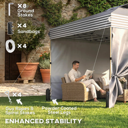 10 x 10 ft Pop Up Canopy Tent, 4 Sidewalls, UPF 50+, Wheeled Bag, Dark Grey Pop Up Canopies at Gallery Canada
