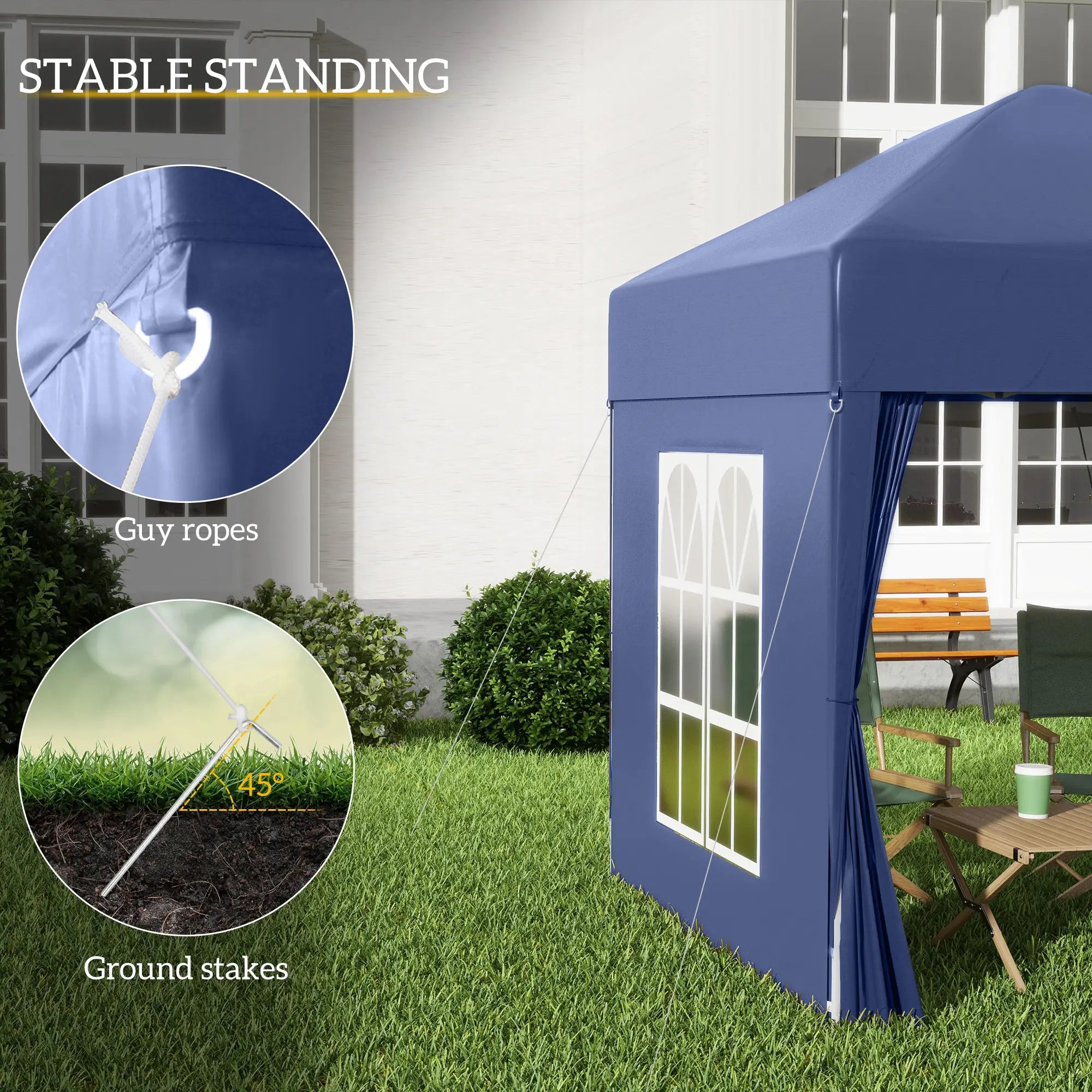6.6'x6.6' Pop Up Canopy Tent, Instant Sun Shelter, Blue Pop Up Canopies at Gallery Canada