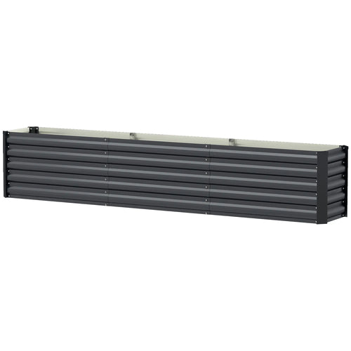 8 x 1.3 x 1.5ft Galvanized Raised Garden Bed, Outdoor Planter Box, Dark Grey
