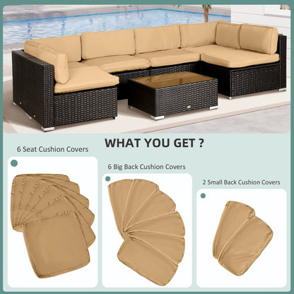 14pc Patio Rattan Sofa Set, Polyester Cover Replacement, Beige Patio Chair Cushions at Gallery Canada