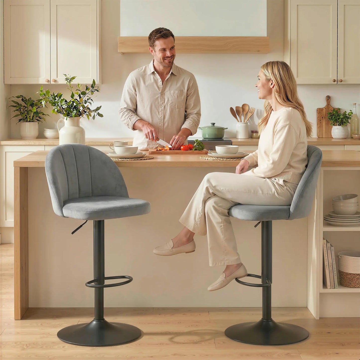 Swivel Counter Height Barstools Set of 2, Grey Bar Stools at Gallery Canada
