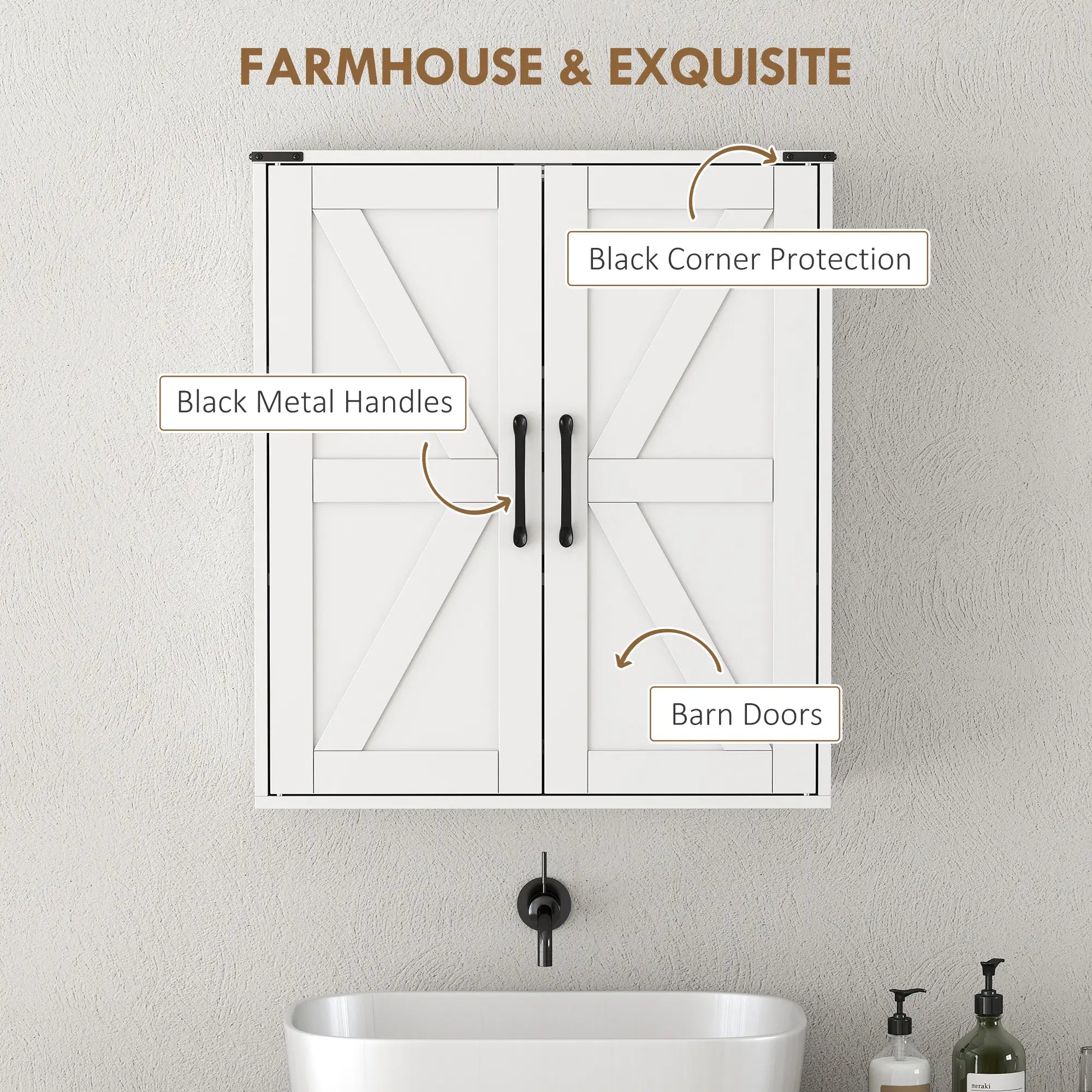 Wall Mounted Medicine Cabinet, Barn Doors, Adjustable Shelves, White Wall Mounted Cabinets at Gallery Canada