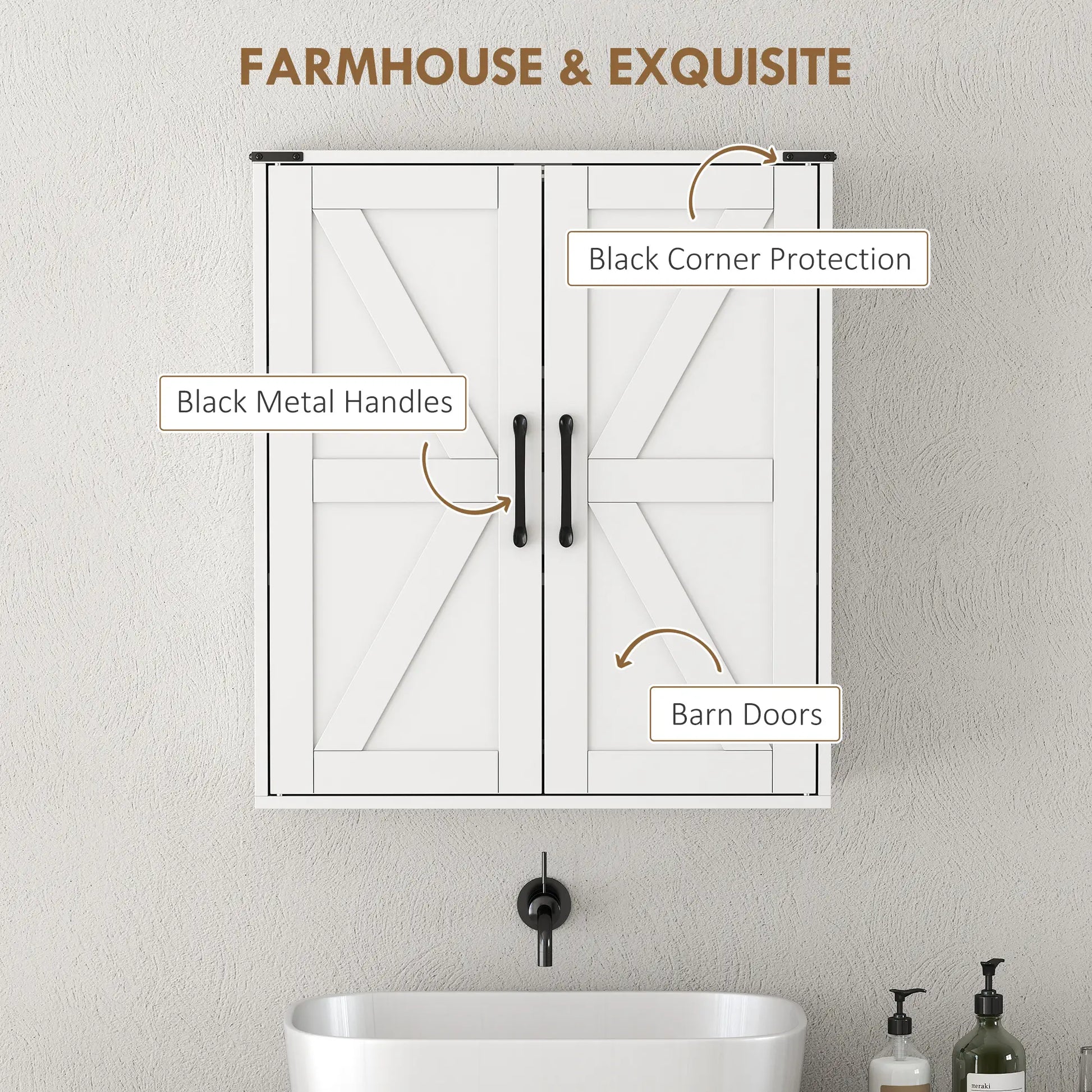 Wall Mounted Medicine Cabinet, Barn Doors, Adjustable Shelves, White Wall Mounted Cabinets at Gallery Canada