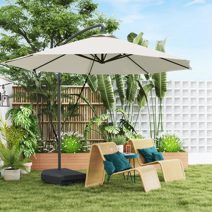 10FT Cantilever Umbrella With Fillable Base, Wind Strap, Cover, Cream White Offset Cantilever Umbrellas at Gallery Canada