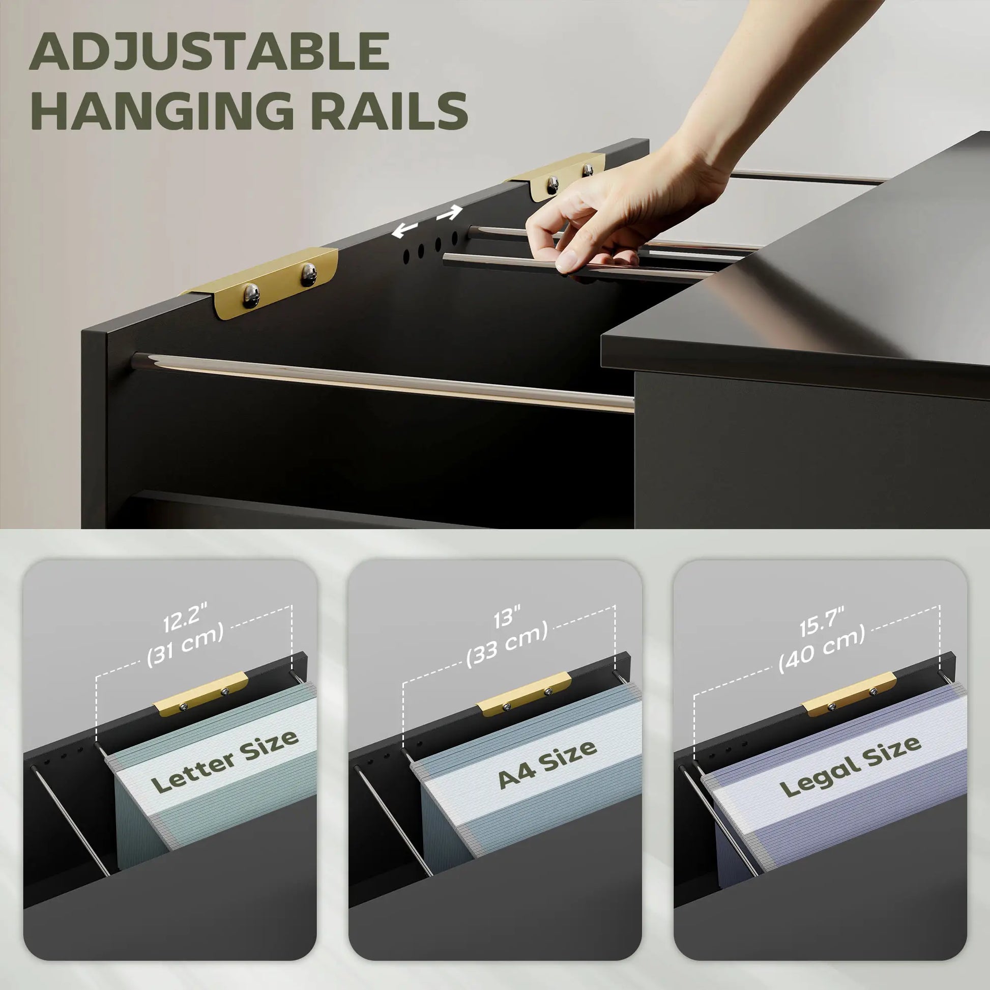 Lateral File Cabinet, 2 Drawers, Letter/A4/Legal Size, High Gloss Black Office Cabinets & Cupboards at Gallery Canada