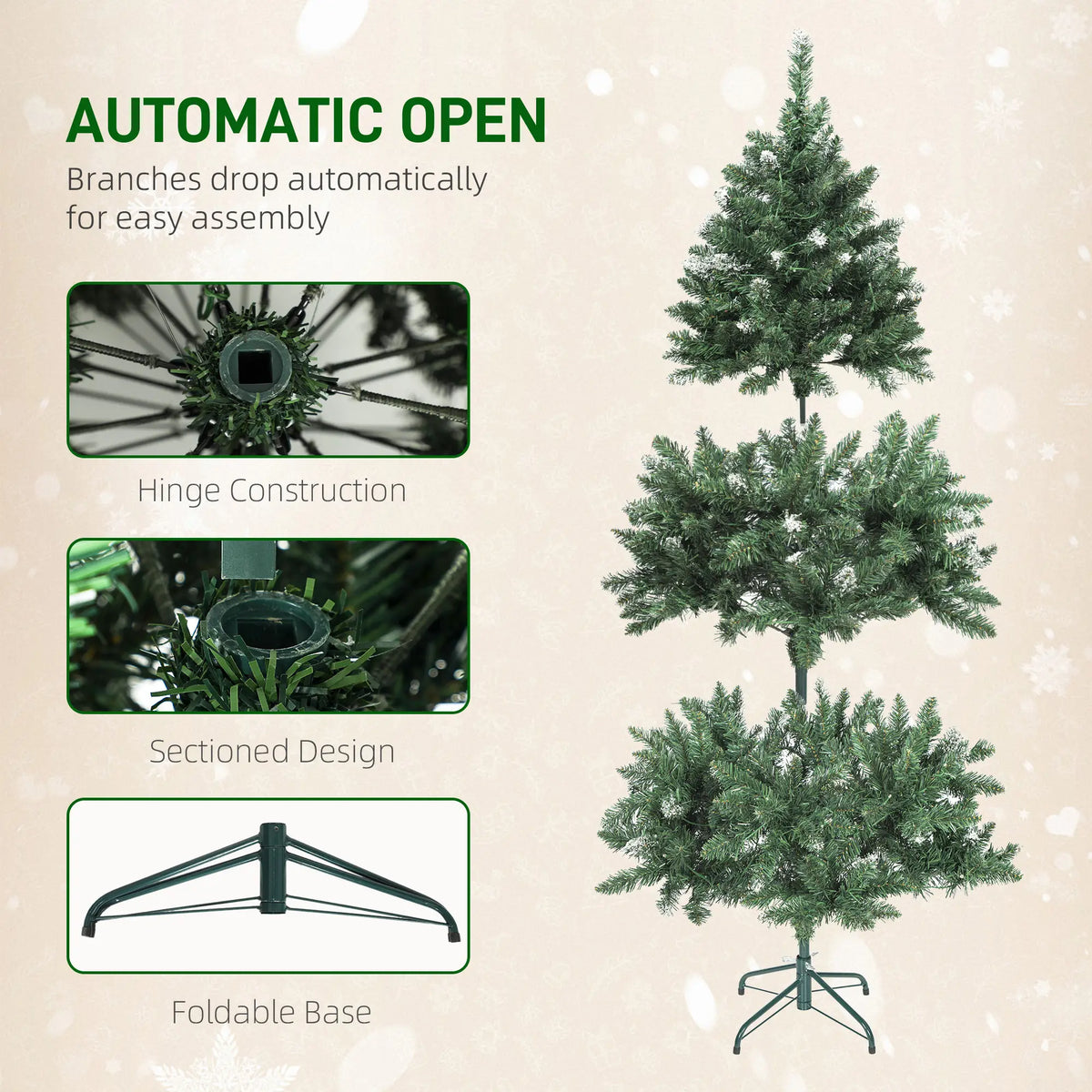 5 ft Frosted Prelit Christmas Tree, Dual Colour LED Light, Hinged, Easy Assembly, Dual Colour Pre Lit Christmas Trees at Gallery Canada