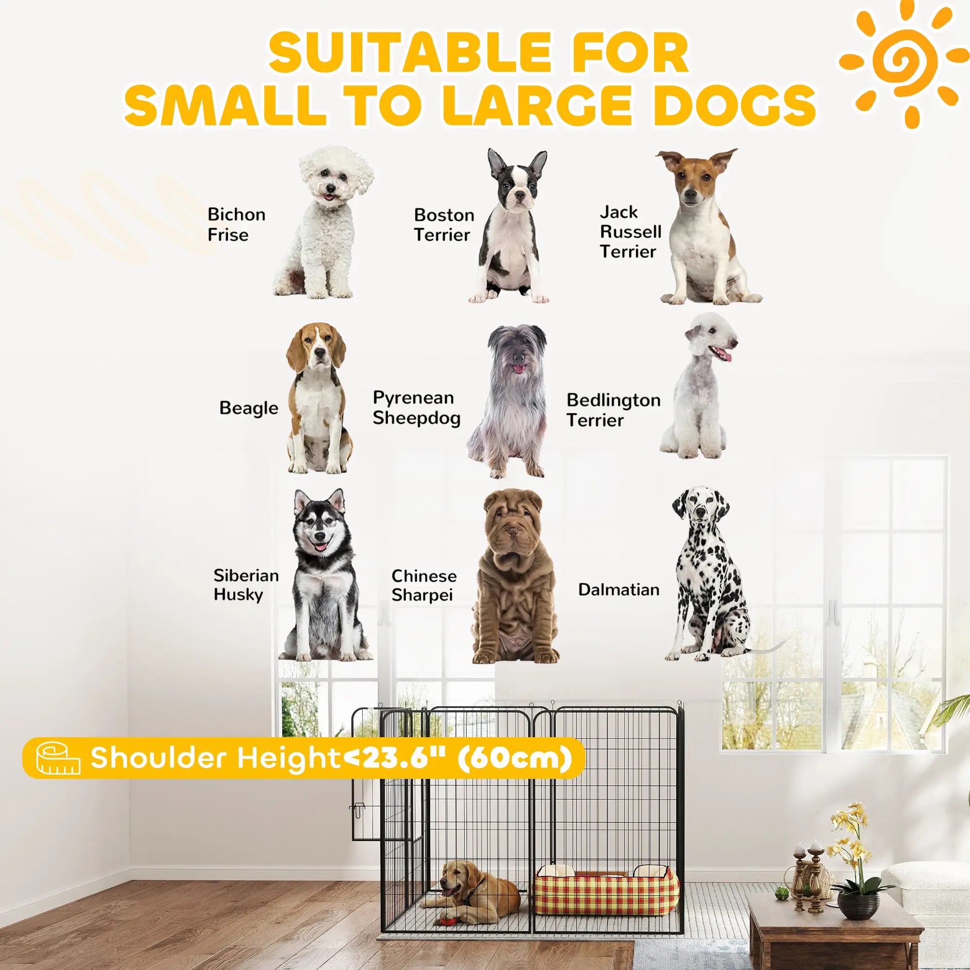 8 Panel Pet Playpen, Heavy Duty Metal, Foldable, Indoor Outdoor, 47