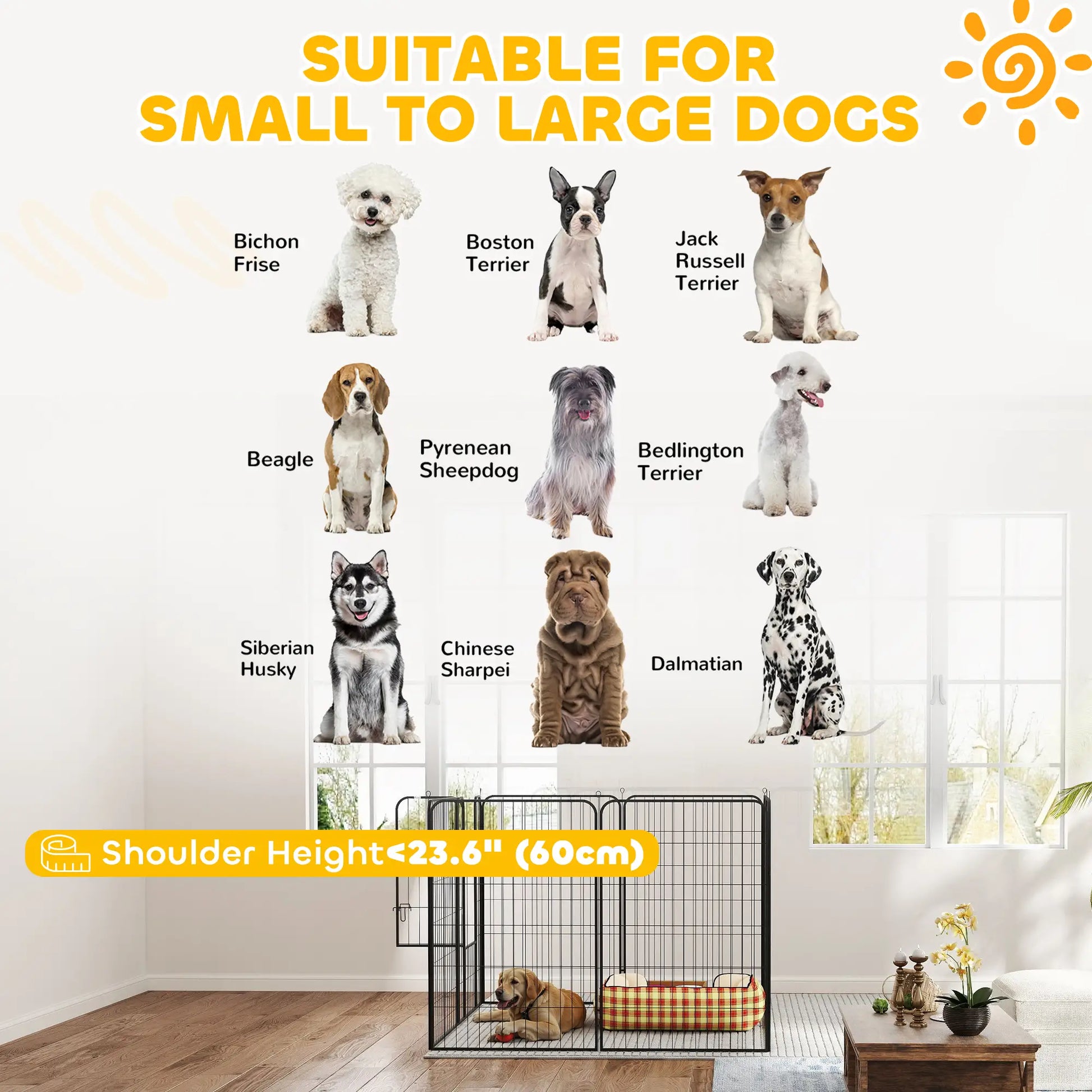 8 Panel Pet Playpen, Heavy Duty Metal, Foldable, Indoor Outdoor, 47"H Houses, Kennels & Pens at Gallery Canada