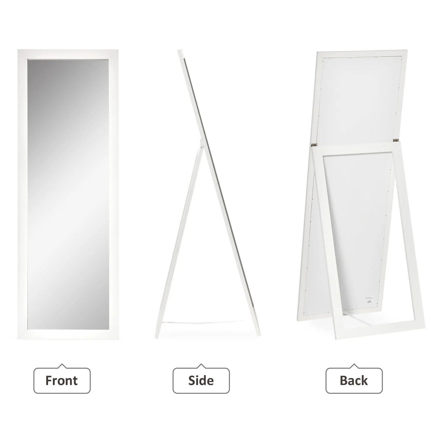 58" x 20" Full Length Mirror, Floor Standing, Bedroom Living Room, White Full Length Mirrors at Gallery Canada
