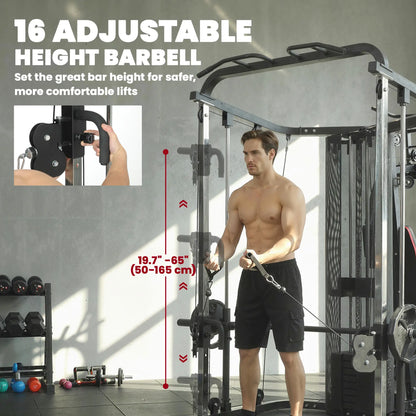 Multi Gym Smith Machine, 143LBS Weight Stack, Cable Pulley System Strength Training Equipment at Gallery Canada