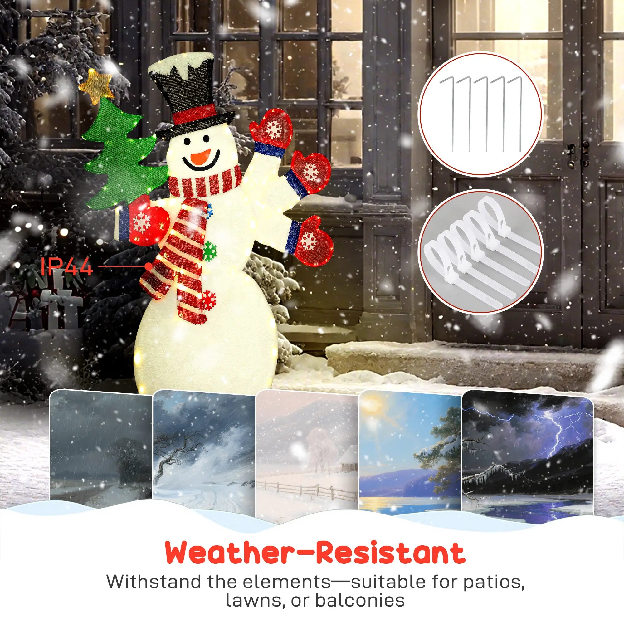 4FT Lighted Snowman, 148 LEDs, IP44 Waterproof, Outdoor Yard Decor Christmas Decorations at Gallery Canada