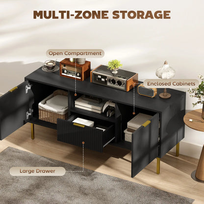 Modern TV Console For 40 Inch TVs, Smart RGB LED Lights, Soft Close Doors, Black TV Stands at Gallery Canada