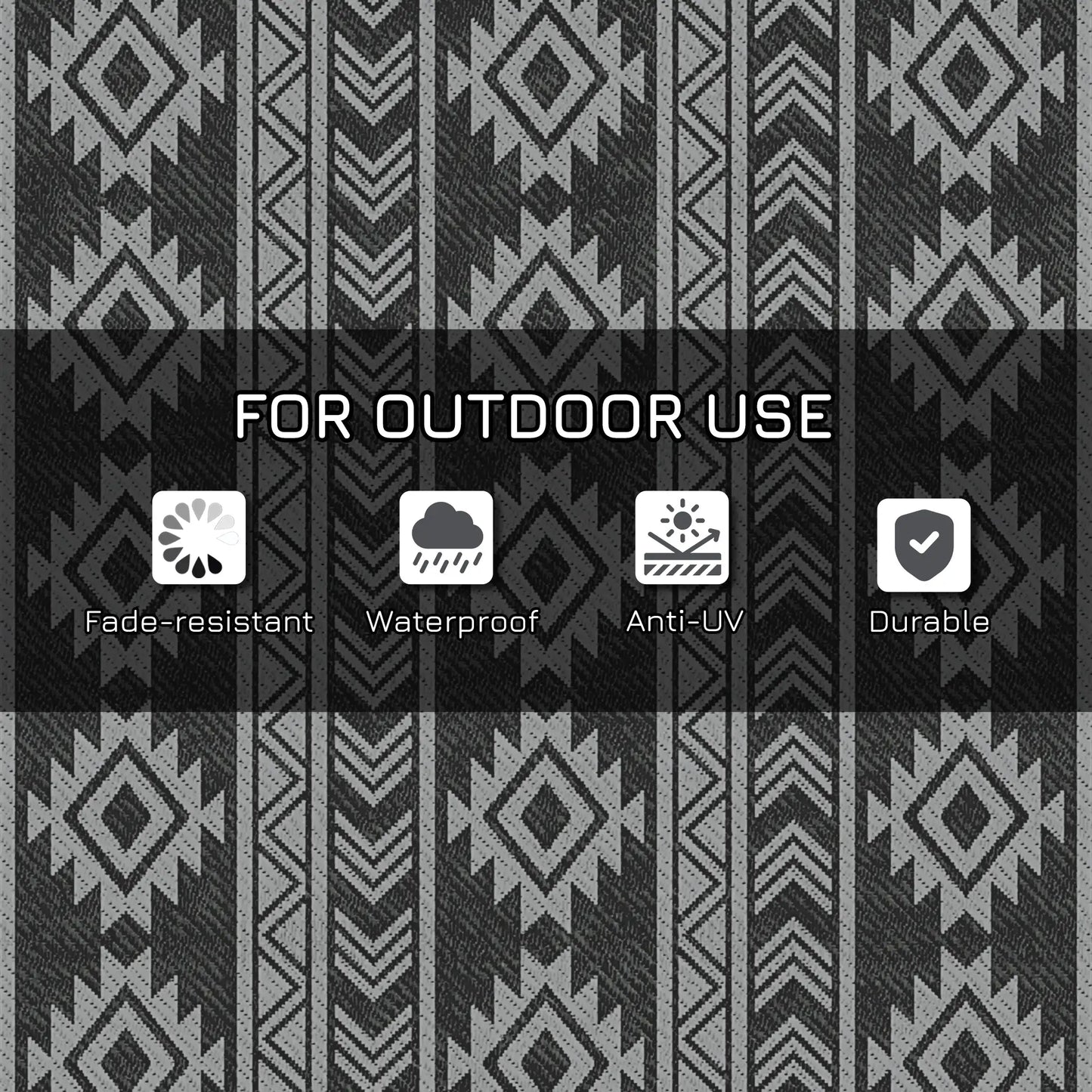 Reversible Outdoor RV Rug, Patio Mat, 6' x 9', Black & Grey Garden Decor at Gallery Canada