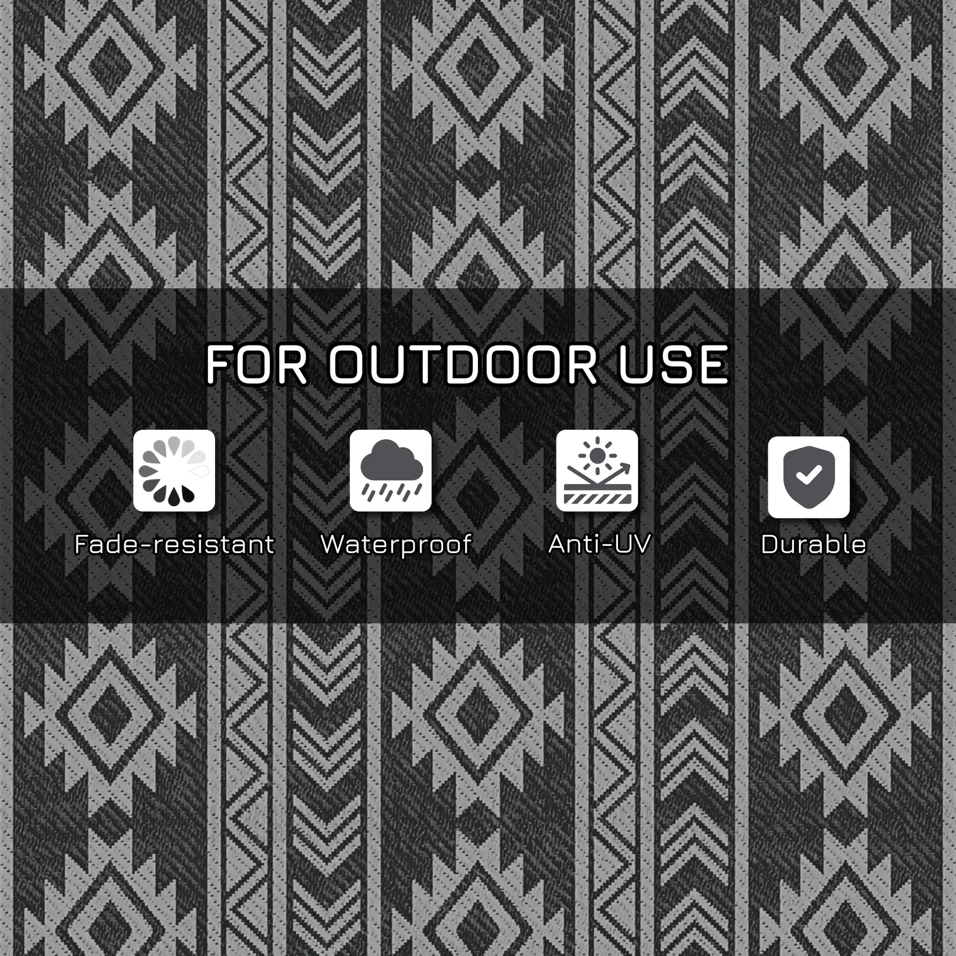 Reversible Outdoor RV Rug, Patio Mat, 6' x 9', Black & Grey Garden Decor at Gallery Canada
