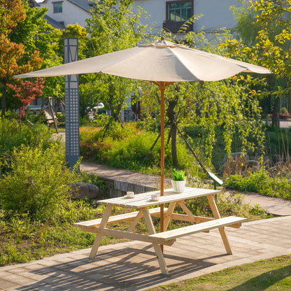 Wood Picnic Table, Camping Bench Set, Umbrella Hole, Outdoor, Natural Picnic Tables & Camping Chairs at Gallery Canada