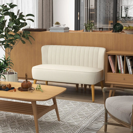 Modern 2 Seat Sofa, Upholstered Two Seater Couch, White 2-Seater Sofas Cream White, Natural at Gallery Canada