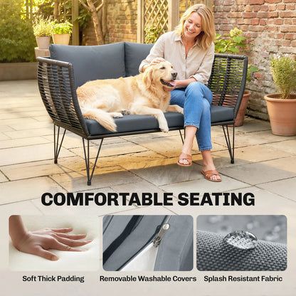 Outdoor Patio Sofa, 2 Seater Loveseat With Cushions, Light Grey Patio Furniture Sets at Gallery Canada