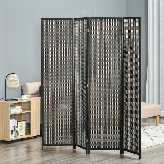 4 Panel Room Divider, 6 Ft Tall Indoor Portable Folding Privacy Screens, Bamboo Hand-Woven Freestanding Partition Wall Divider for Home Office, Brown - Gallery Canada