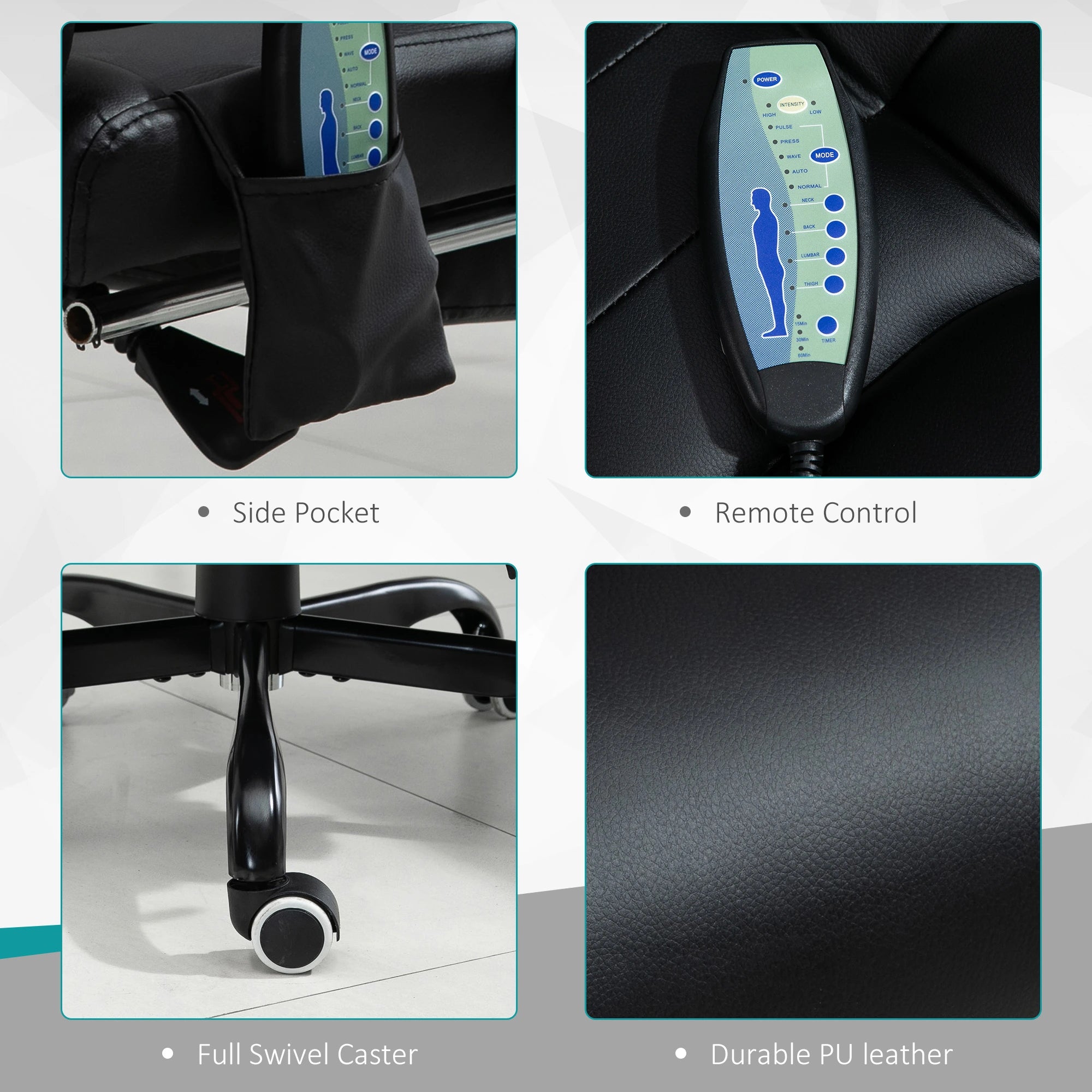 7-Point Vibrating Massage Chair, Reclining Office Chair, Footrest, Black Massage Chairs at Gallery Canada