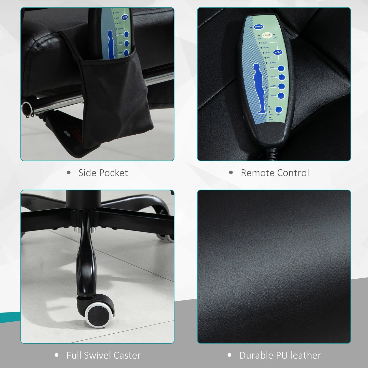 7-Point Vibrating Massage Chair, Reclining Office Chair, Footrest, Black Massage Chairs at Gallery Canada