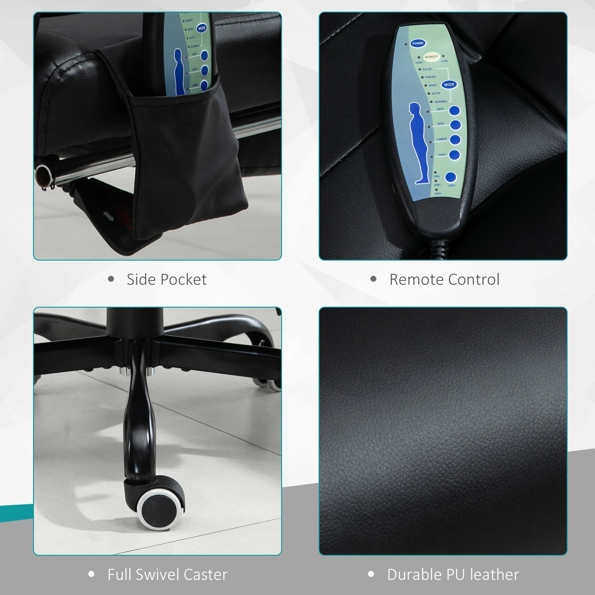 7-Point Vibrating Massage Chair, Reclining Office Chair, Footrest, Black Massage Chairs at Gallery Canada