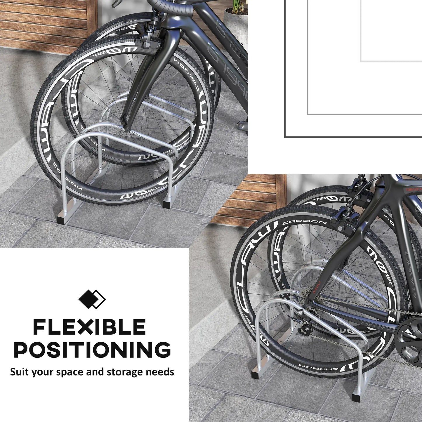 Porte-vélos ajustable pour 2 vélos, support en acier, organisateur de garage, argent