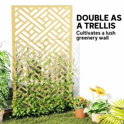 Metal Outdoor Privacy Screen, Freestanding Divider, 79" x 47", Gold Side Awnings at Gallery Canada