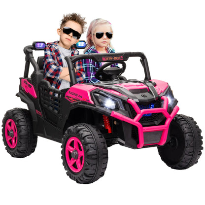 2 Seater 24V Kids Electric Car, Remote Control, 3 Speed, LED Lights, Pink Electric Toy Cars at Gallery Canada