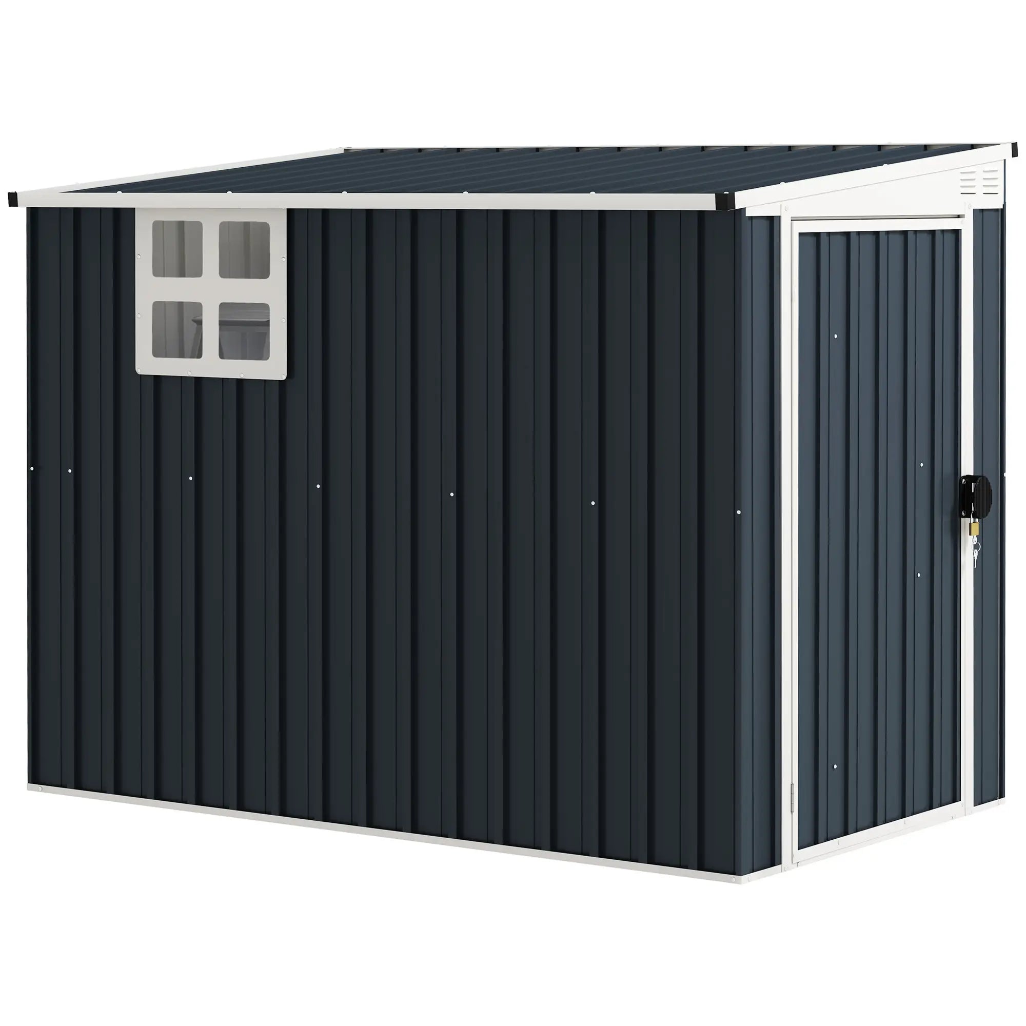 4' x 8' Metal Garden Shed, Outdoor Storage with Window, 2 Vents, Lockable Door Sheds at Gallery Canada